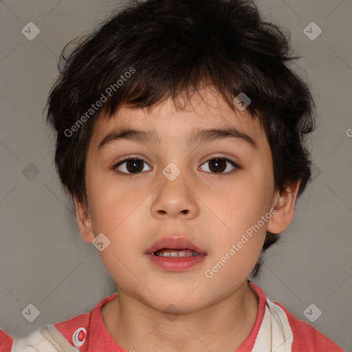 Neutral white child male with short  brown hair and brown eyes