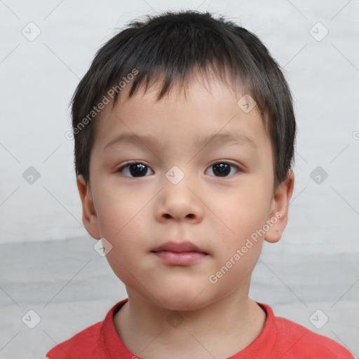 Neutral white child male with short  brown hair and brown eyes