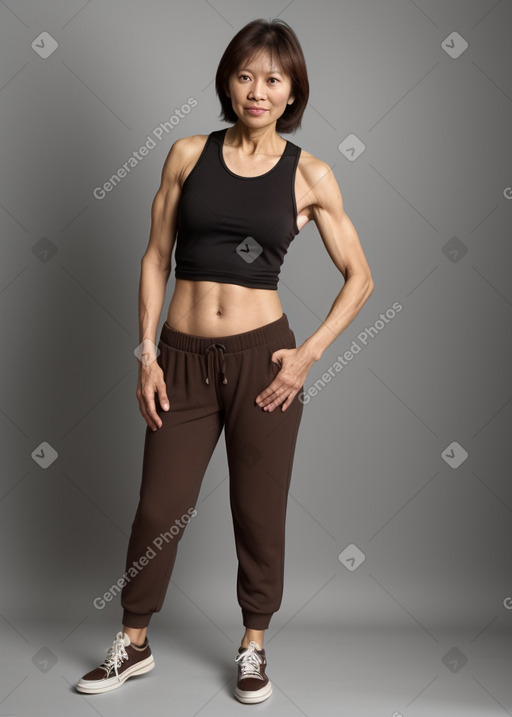 Singaporean 45 years female with  brown hair