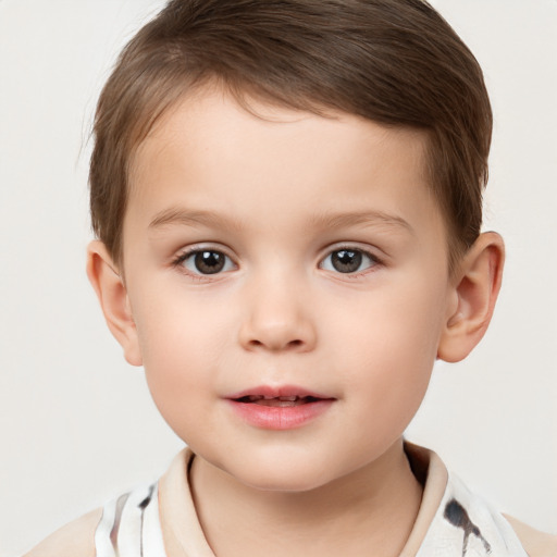 Neutral white child male with short  brown hair and brown eyes