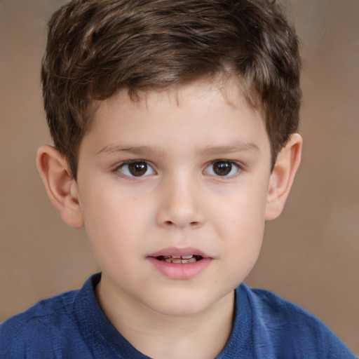 Neutral white child male with short  brown hair and brown eyes