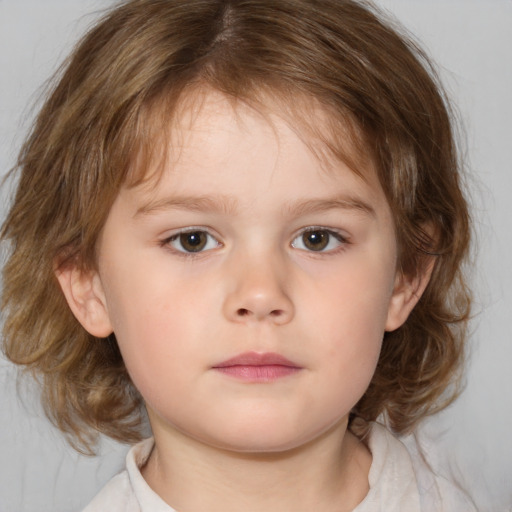 Neutral white child female with medium  brown hair and brown eyes