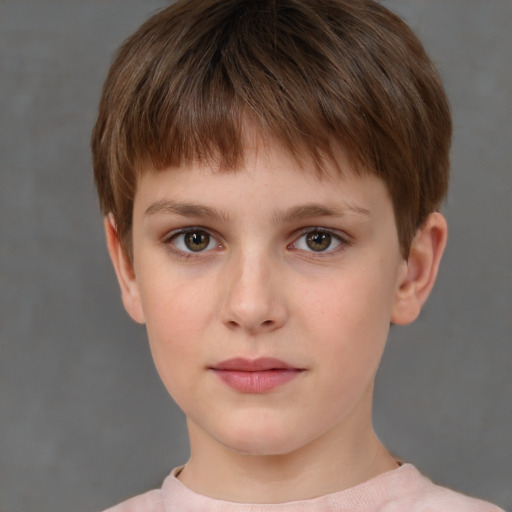 Neutral white child male with short  brown hair and brown eyes