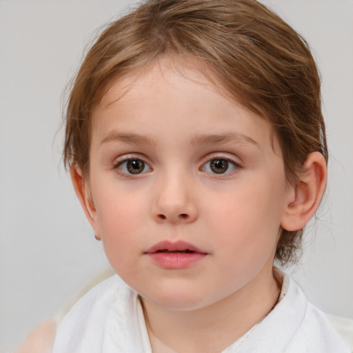 Neutral white child female with medium  brown hair and brown eyes