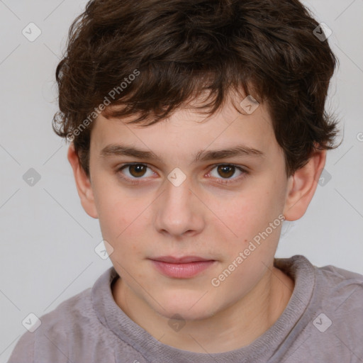 Neutral white child male with short  brown hair and brown eyes