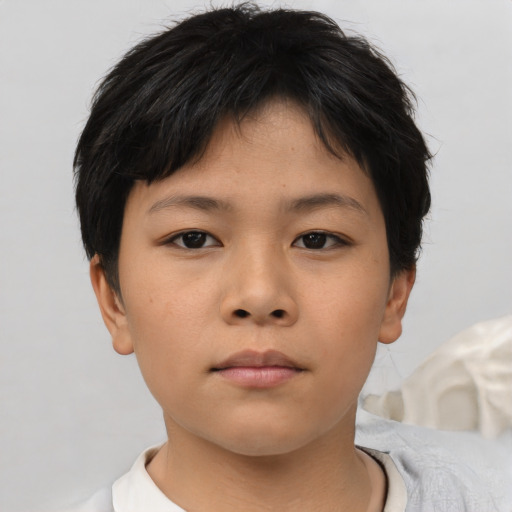 Neutral asian child female with short  brown hair and brown eyes