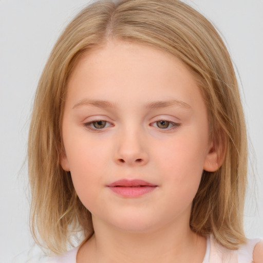 Neutral white child female with medium  brown hair and brown eyes