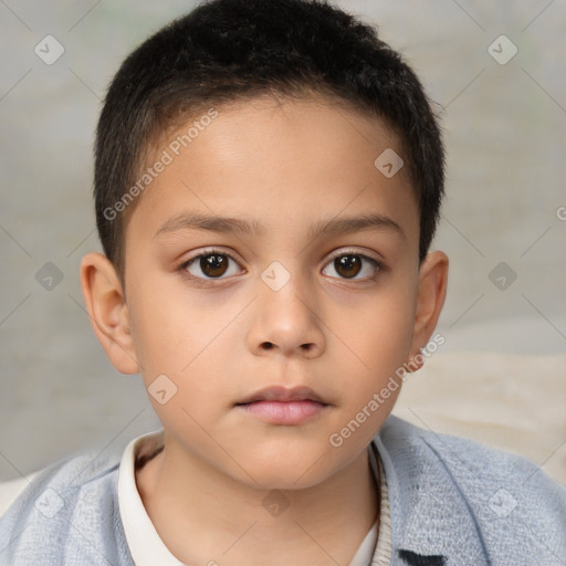 Neutral white child male with short  brown hair and brown eyes