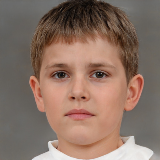 Neutral white child male with short  brown hair and brown eyes