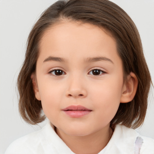 Neutral white child female with medium  brown hair and brown eyes