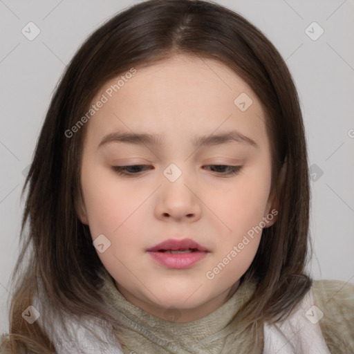 Neutral white child female with medium  brown hair and brown eyes