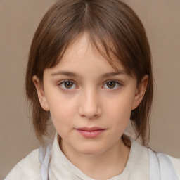 Neutral white child female with medium  brown hair and brown eyes