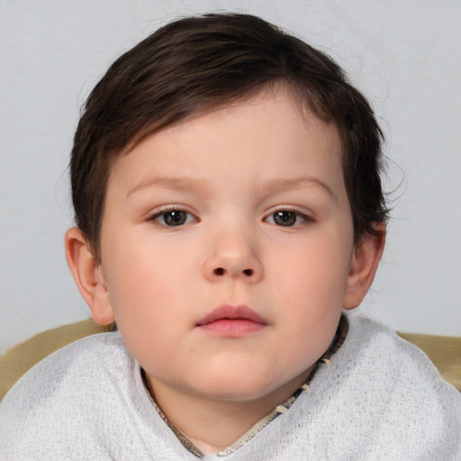 Neutral white child female with short  brown hair and brown eyes