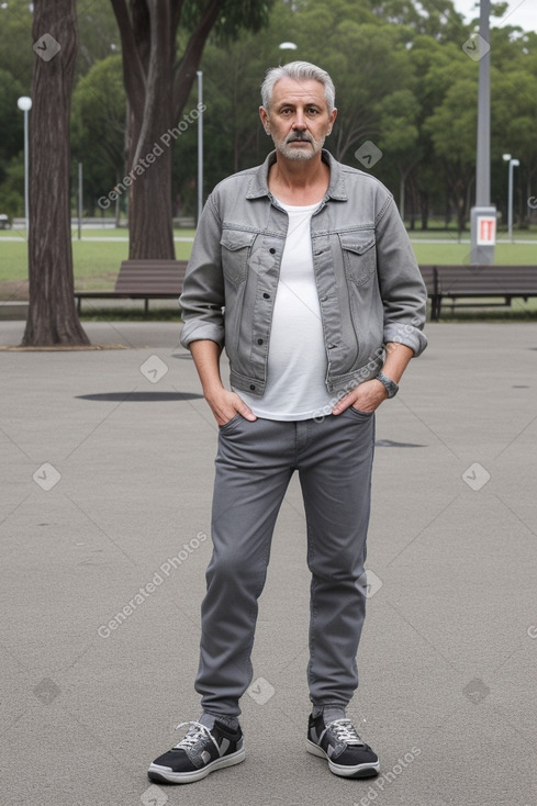 Australian middle-aged male with  gray hair