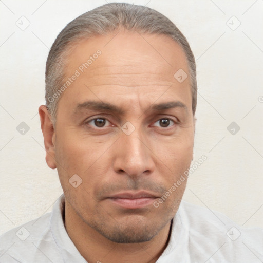 Neutral white adult male with short  brown hair and brown eyes