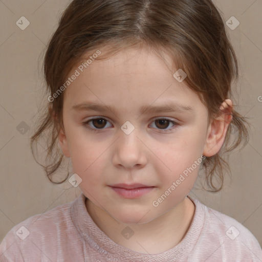 Neutral white child female with medium  brown hair and brown eyes