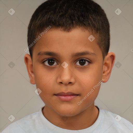 Neutral white child male with short  brown hair and brown eyes