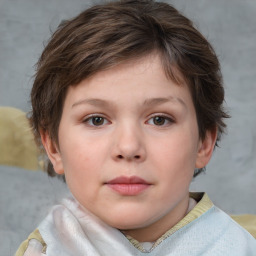 Neutral white child female with short  brown hair and brown eyes