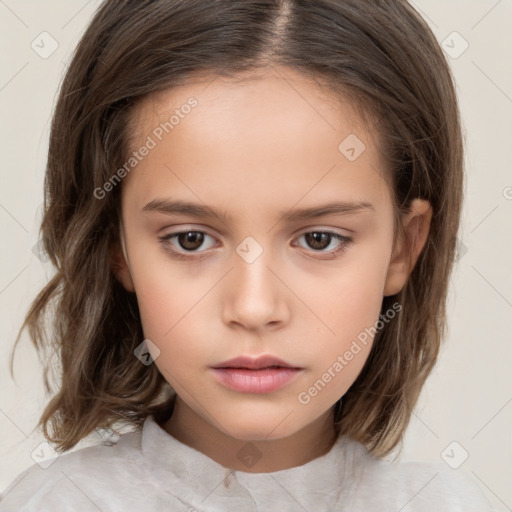 Neutral white child female with medium  brown hair and brown eyes