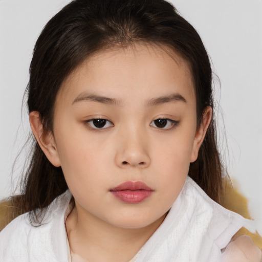 Neutral asian child female with medium  brown hair and brown eyes