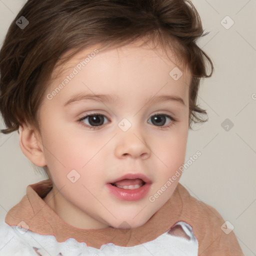 Neutral white child female with medium  brown hair and brown eyes