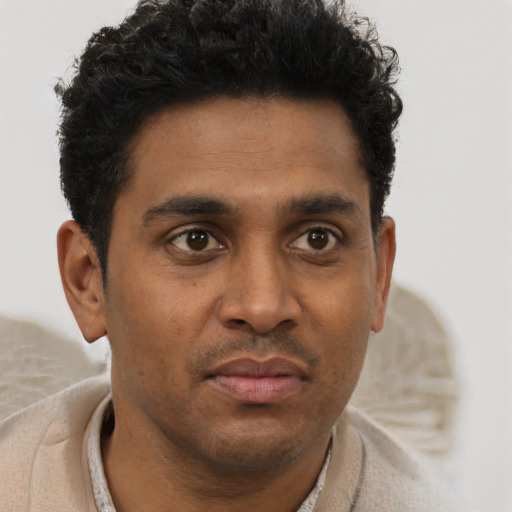 Neutral black young-adult male with short  brown hair and brown eyes