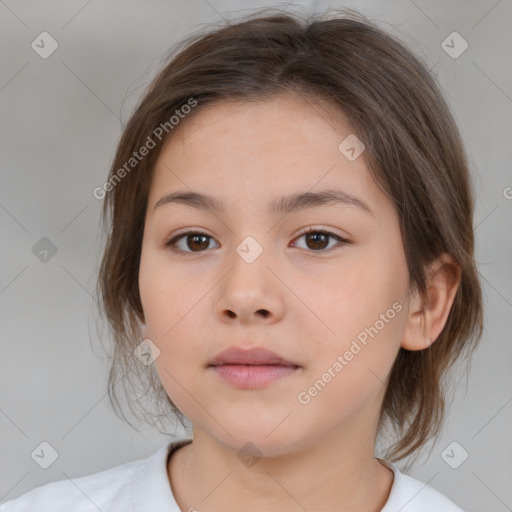 Neutral white child female with medium  brown hair and brown eyes