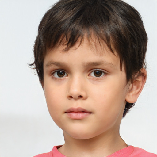 Neutral white child male with short  brown hair and brown eyes