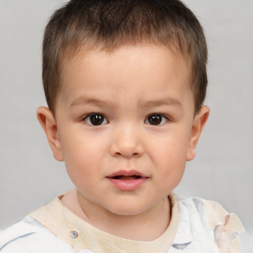 Neutral white child male with short  brown hair and brown eyes