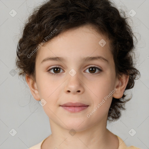 Neutral white child female with medium  brown hair and brown eyes