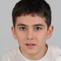 Neutral white child male with short  brown hair and brown eyes