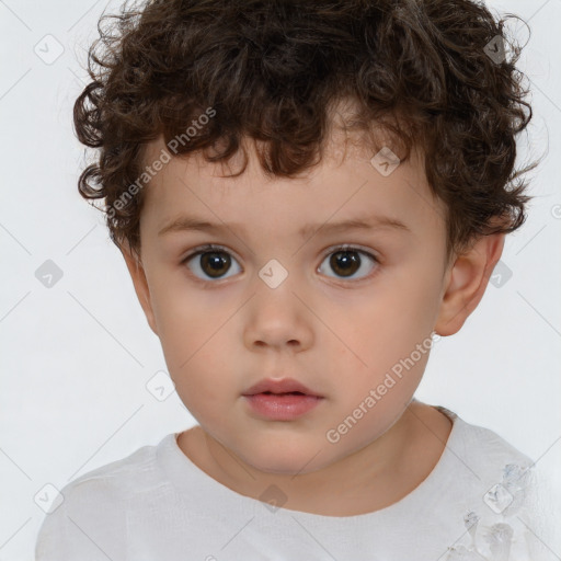 Neutral white child male with short  brown hair and brown eyes