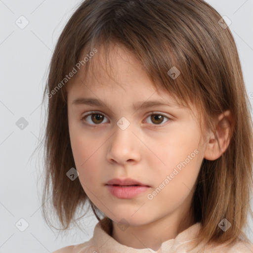 Neutral white child female with medium  brown hair and brown eyes