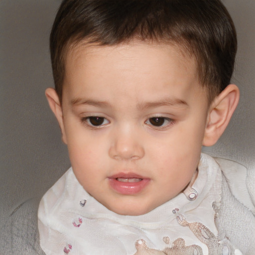 Neutral white child female with short  brown hair and brown eyes