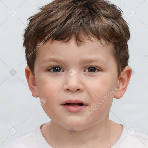 Neutral white child male with short  brown hair and brown eyes