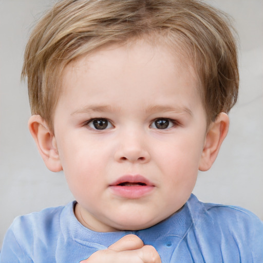 Neutral white child female with short  brown hair and brown eyes