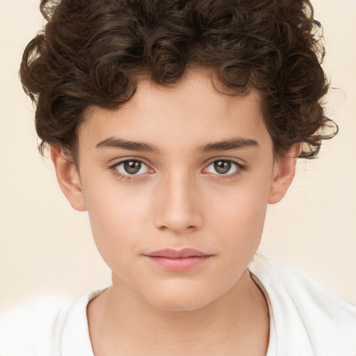 Neutral white child male with short  brown hair and brown eyes