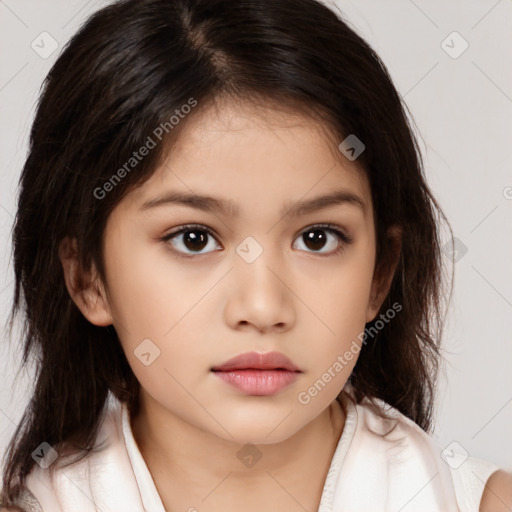 Neutral white child female with medium  brown hair and brown eyes