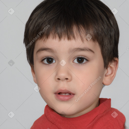 Neutral white child male with short  brown hair and brown eyes