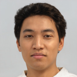 Neutral asian young-adult male with short  brown hair and brown eyes