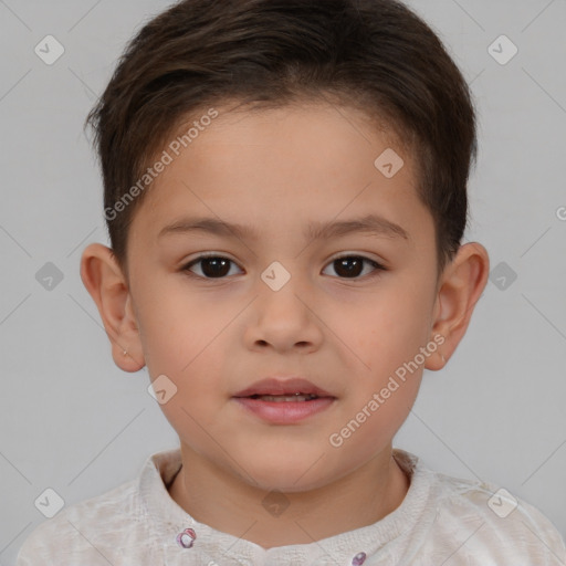 Neutral white child male with short  brown hair and brown eyes