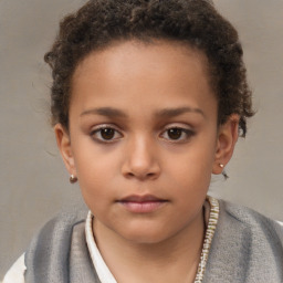 Neutral white child female with short  brown hair and brown eyes