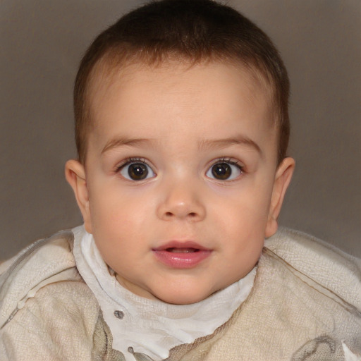 Neutral white child female with short  brown hair and brown eyes