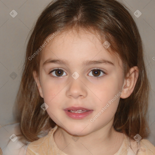 Neutral white child female with medium  brown hair and brown eyes