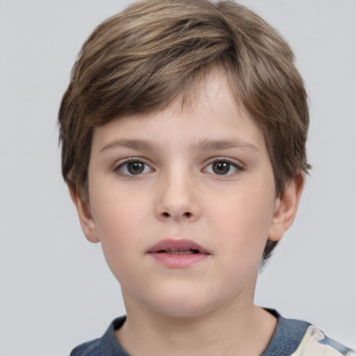 Neutral white child female with short  brown hair and brown eyes