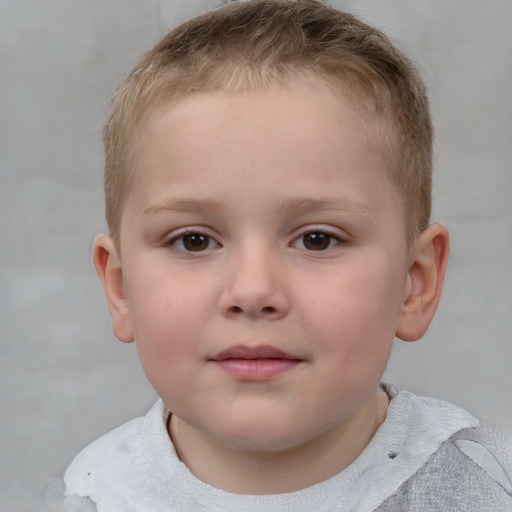 Neutral white child male with short  brown hair and brown eyes