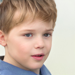 Neutral white child male with short  brown hair and grey eyes