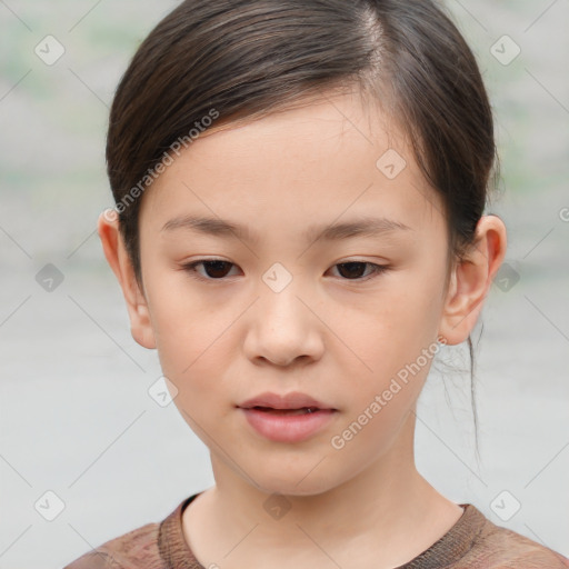 Neutral white child female with short  brown hair and brown eyes