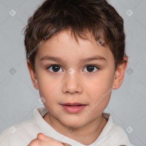 Neutral white child male with short  brown hair and brown eyes