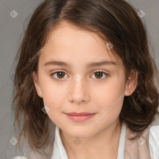 Neutral white child female with medium  brown hair and brown eyes